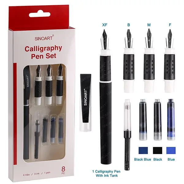 Set stilou caligrafic, 8 buc, vârf tăiat