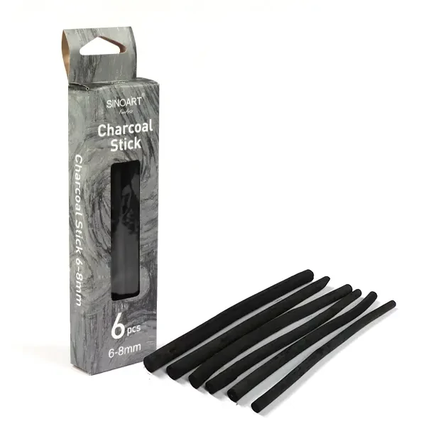 Set cărbune de desen ascuțit - 6 bucăți, 6-8 mm
