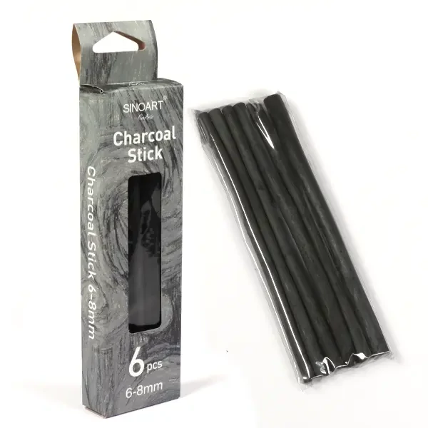 Set cărbune de desen ascuțit - 6 bucăți, 6-8 mm