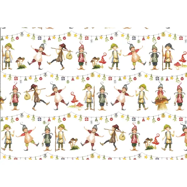 Hârtie de decoupage Tassotti - pitici, ciuperci și fantezie de Crăciun