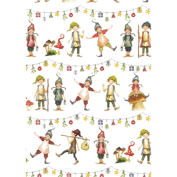 Hârtie de decoupage Tassotti - pitici, ciuperci și fantezie de Crăciun