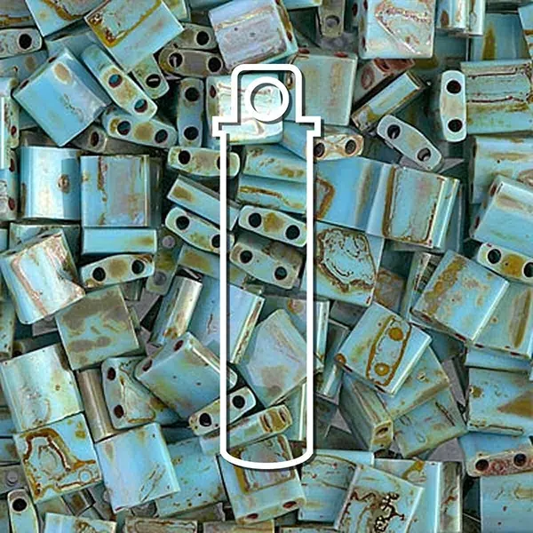 Miyuki Tila mărgea japoneză din sticlă cu două găuri - Matte Picasso Seafoam Green