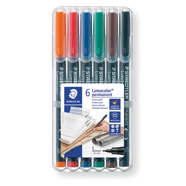 Marker cu alcool în set, Staedtler, Lumocolor, 0,4mm - 6buc