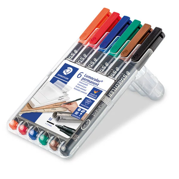 Marker cu alcool în set, Staedtler, Lumocolor, 1mm - 6buc