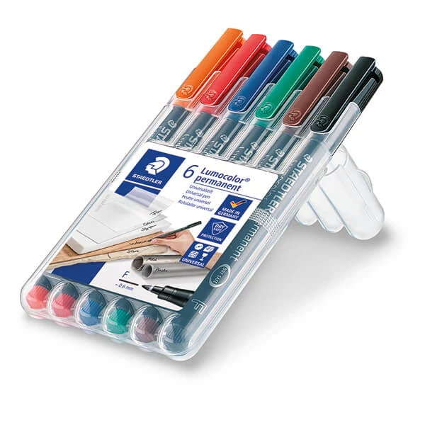 Marker cu alcool în set, Staedtler, Lumocolor, 0,6mm - 6buc