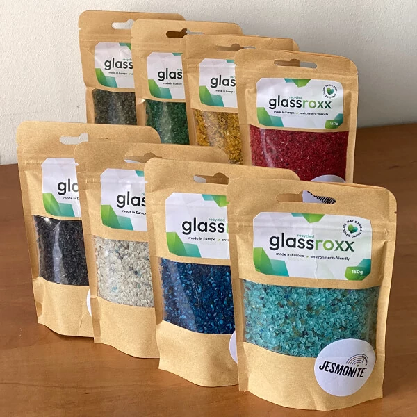 Granule de sticlă Jesmonite GlassRoxx, 150 g - silver