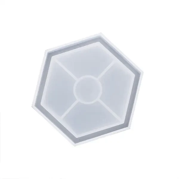 Matriță Jesmonite din silicon pentru răsină acrilică și sintetică - hexagon, suport pentru pahar cu margine, 11,5 x 10 cm