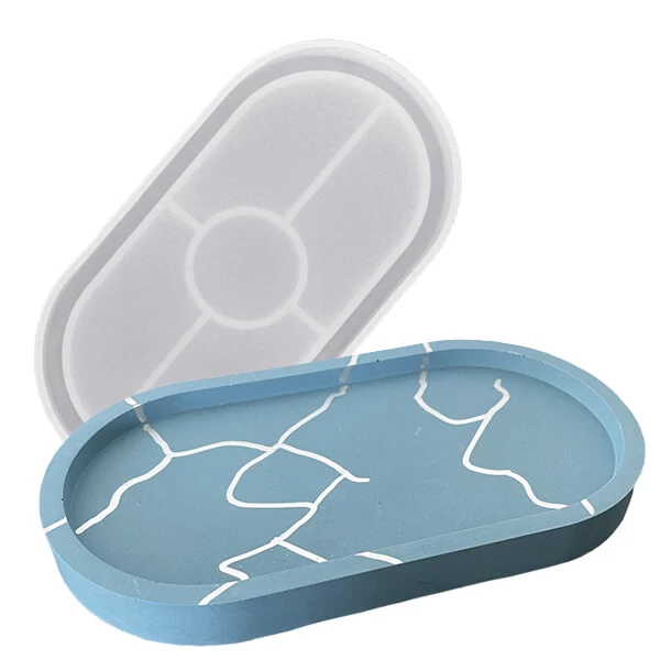 Matriță   Jesmonite silicon pentru răsină acrilică și sintetică - saiba cu margini, oval, 18x9,5 cm