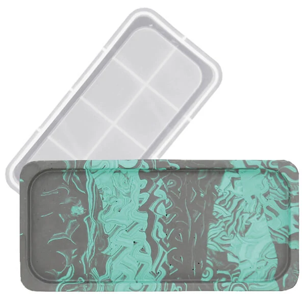 Matriță din silicon Jesmonite pentru răsină acrilică și sintetică - suport cu margini dreptunghiular, tavă, 18,2x9,3x1,2 cm