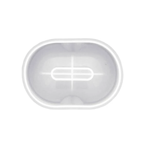 Matriță   Jesmonite din silicon pentru răsină acrilică și sintetică - suport oval pentru sapun, 12x8,5 cm