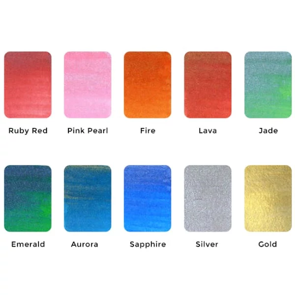 Set de palete de hârtie pentru acuarelă Viviva Colorsheets - 10 culori, Metallics Single Set