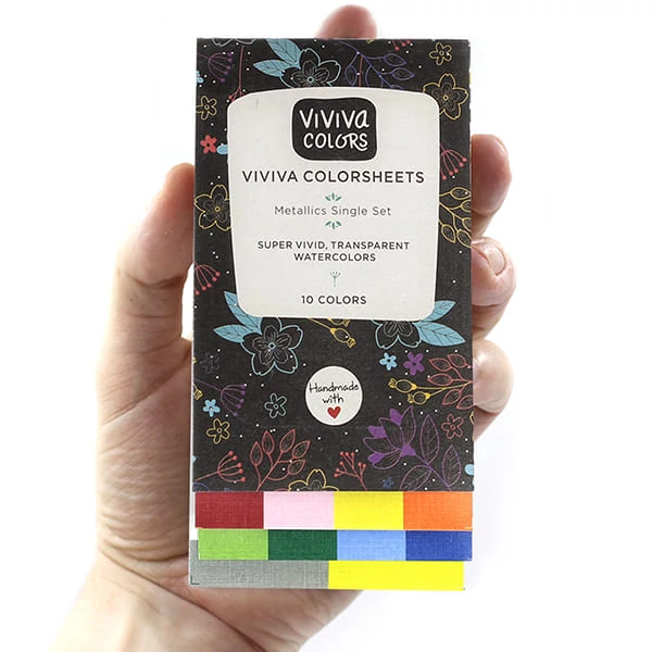 Set de palete de hârtie pentru acuarelă Viviva Colorsheets - 10 culori, Metallics Single Set