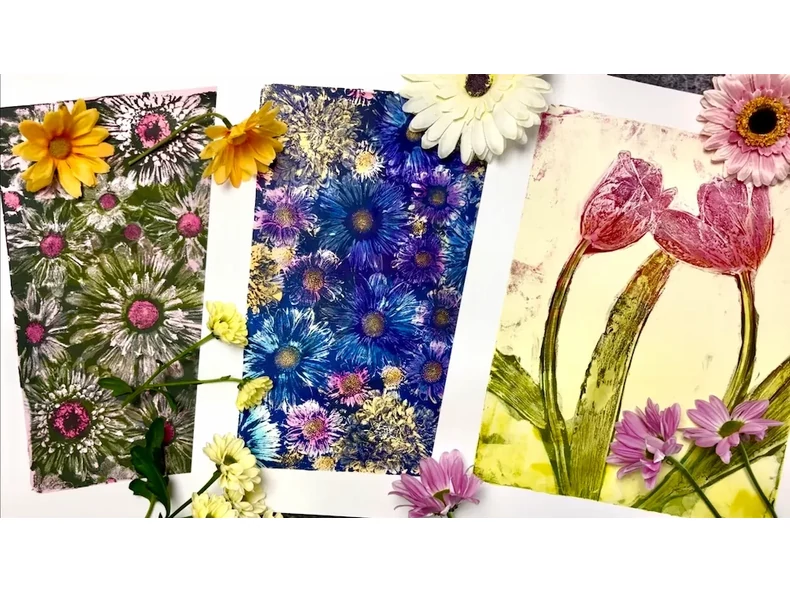 Tehnica Gelli print cu flori – monoprint spectaculos, realizat cu ușurință