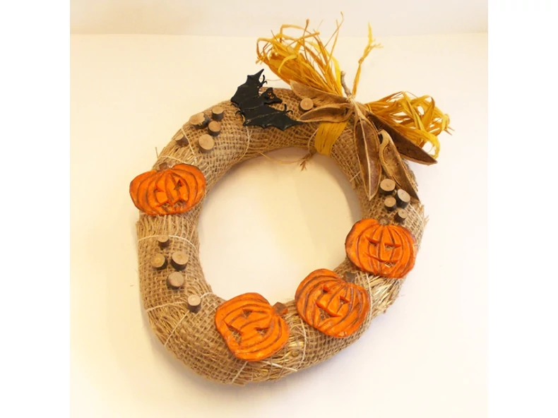 Halloween-i ajtódísz Fimo gyurmából