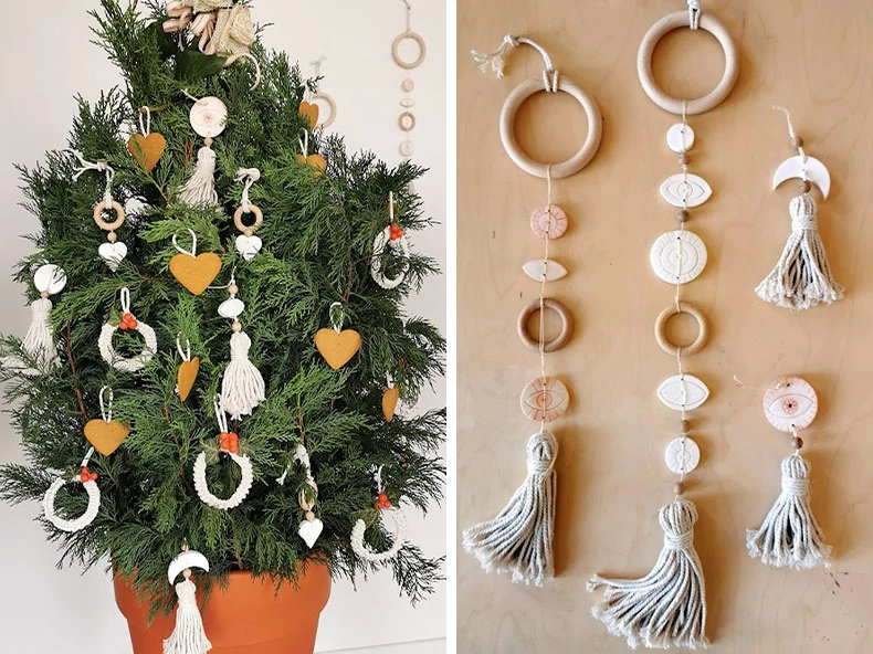 Decorațiuni festive realizate din plastilină FIMO Air în culori naturale