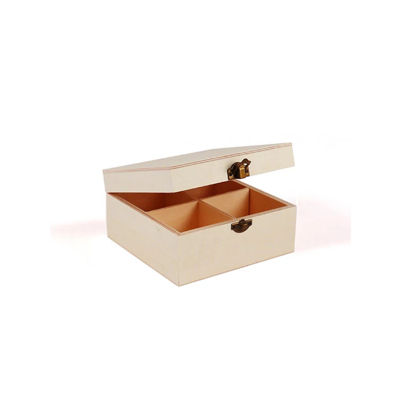 Suport filtru de ceai din lemn - 4 compartimente (detașabile), 15x15x8 cm