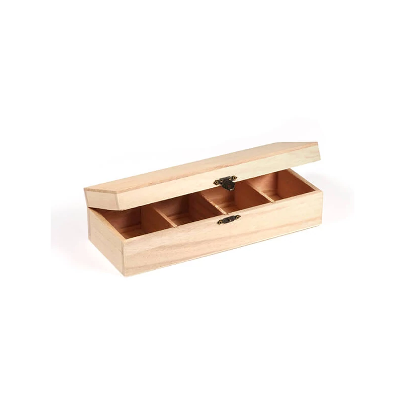 Suport filtru de ceai din lemn - 4 compartimente, 24,7x9,5x6,5 cm