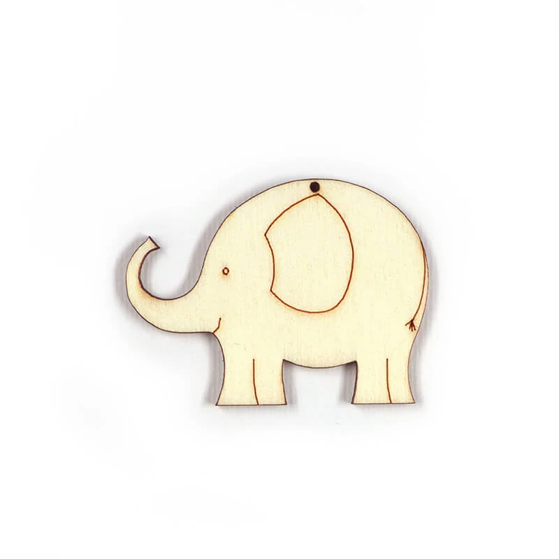 Figurină din lemn, atârnabilă, modelată cu laser - Ornament din lemn elefant, mic