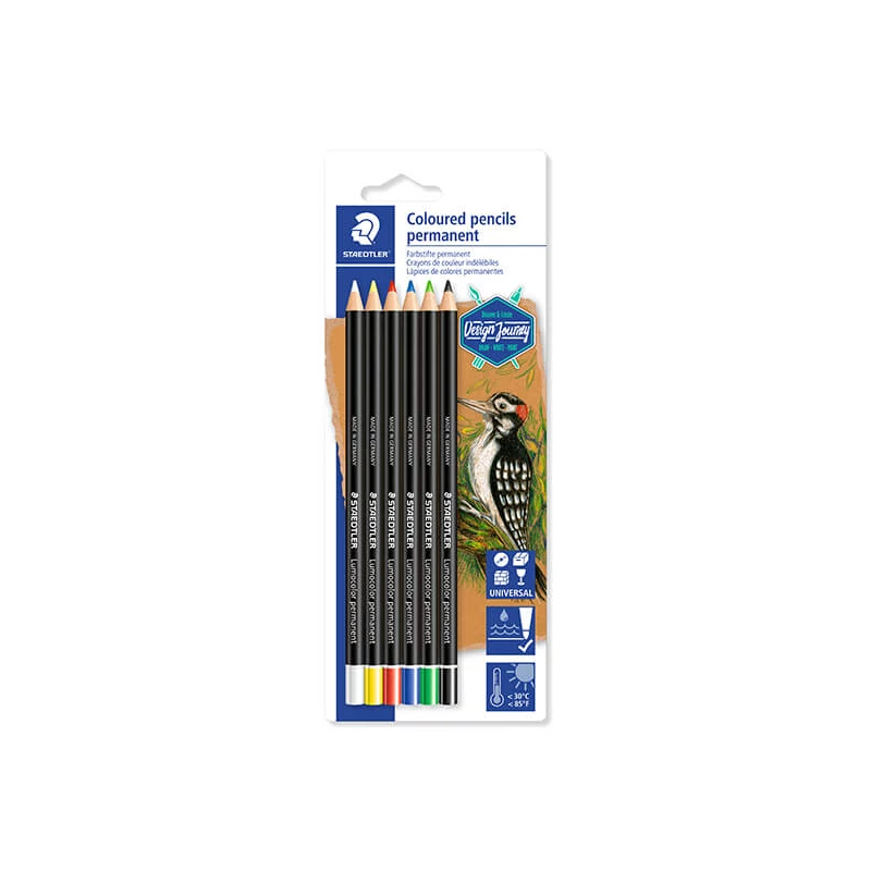 Set creioane colorate, scrie pe orice suprfață, Staedtler, Design Journey, Lumocolor - 6 buc