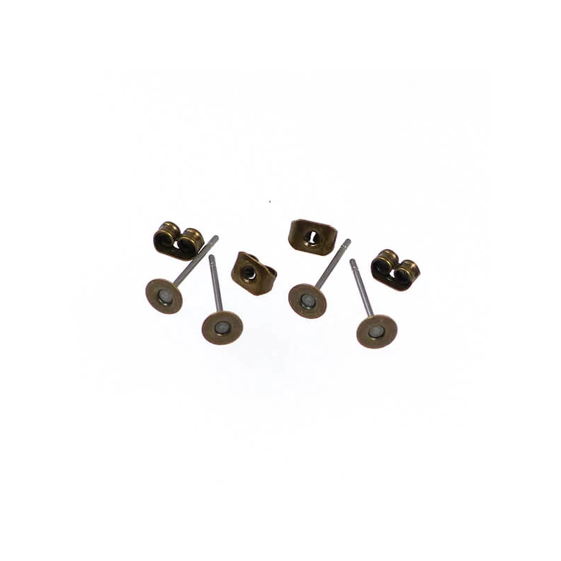 Bază pentru cercei, plug-in - antic, 4 mm, 2 perechi