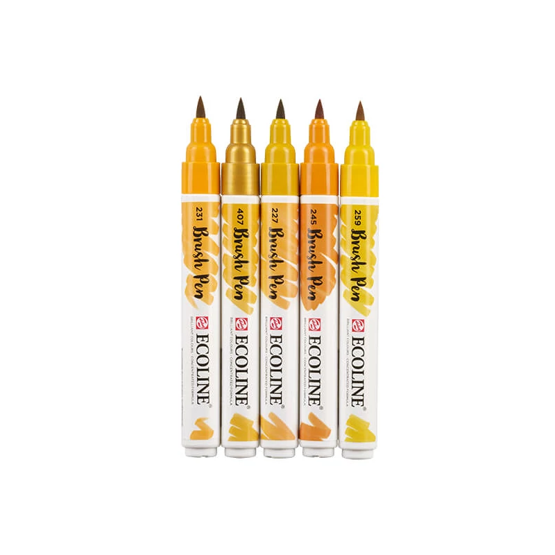 Talens Ecoline Brush Pen Set markere pensulă acuarelă - 5 buc, Earth