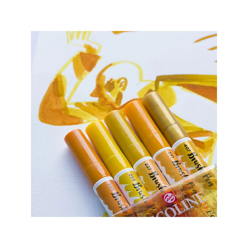 Talens Ecoline Brush Pen Set markere pensulă acuarelă - 5 buc, Earth