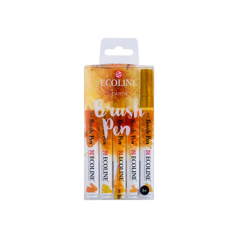 Talens Ecoline Brush Pen Set markere pensulă acuarelă - 5 buc, Earth