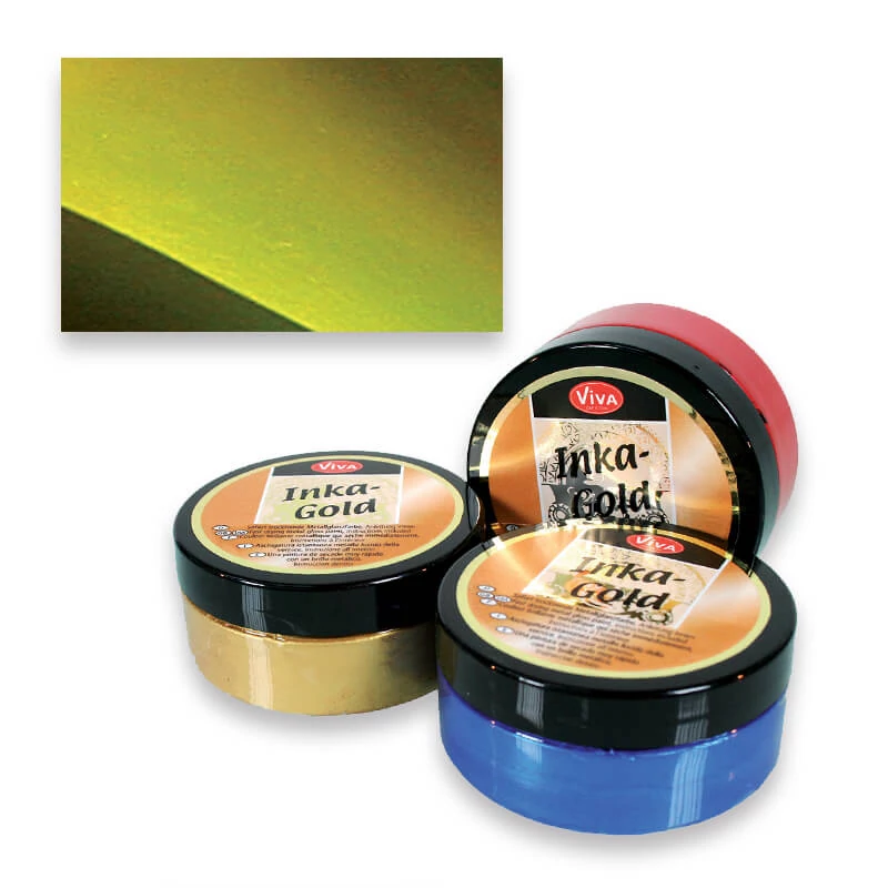 Pastă de vopsea metalizată Inka Gold, 50 g - grün gelb