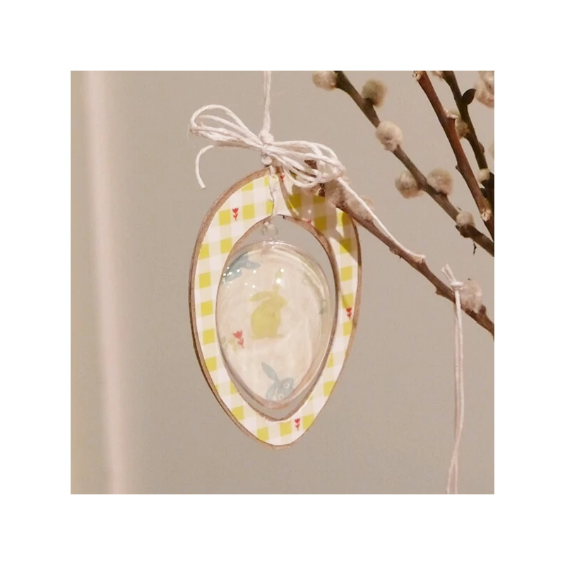 Hârtie mache, atârnabilă, cu orificiu în interior - ou, 10x7,2 cm