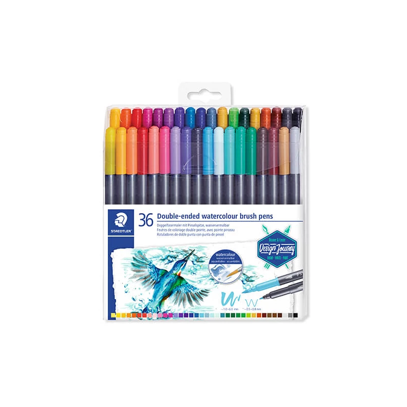 Set markere pensulă, Staedtler, Design Journey, cu două vârfuri - 36 buc
