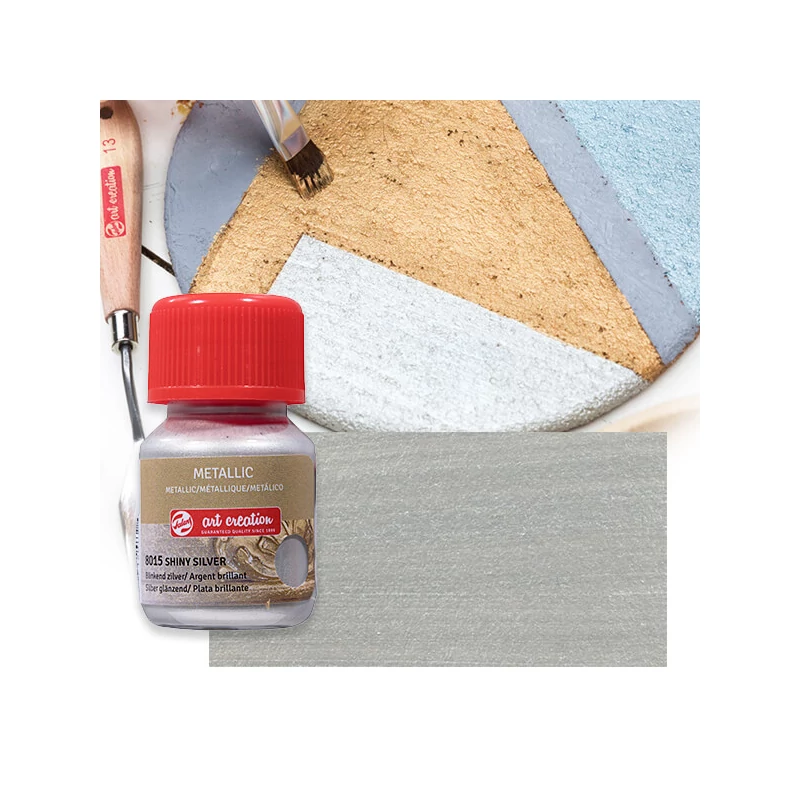 Art Creation Vopsea acrilică metalizată , 30 ml - 8015 Argintiu lucios