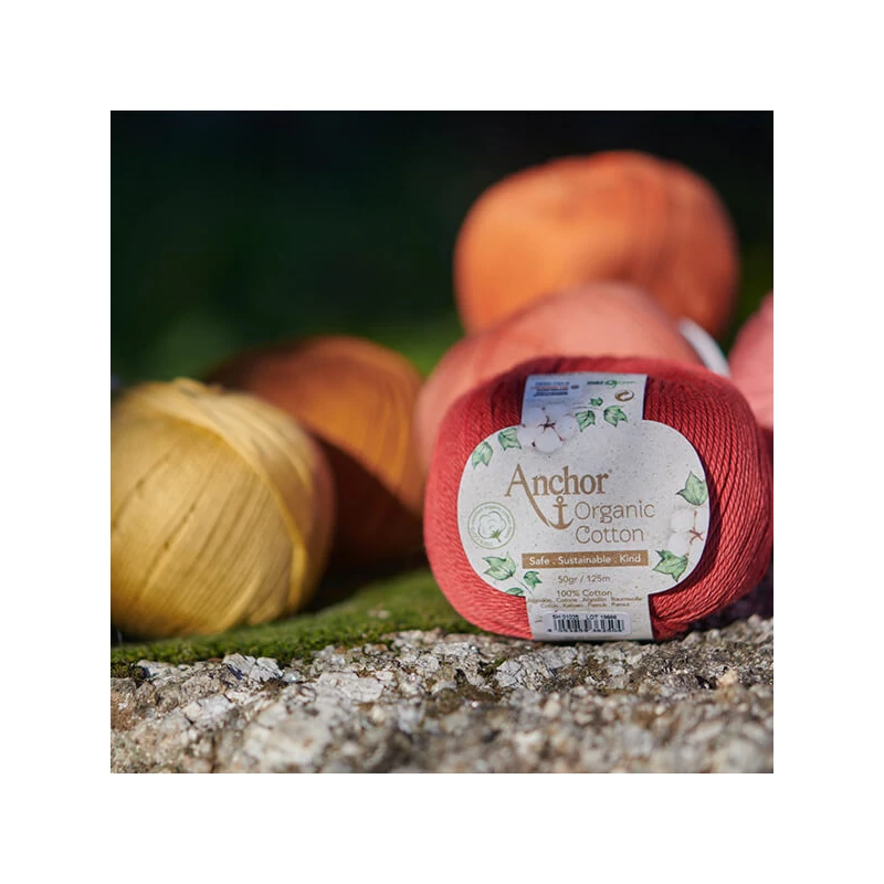 Fire de croșetat, Anchor Organic Bumbac, 50 g, vegan - 00071 emerald lake