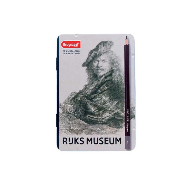 Set de creioane din grafit Bruynzeel Rijks Museum - 12 buc., Rembrandt: Autoportret