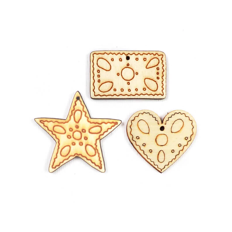 Figurine din lemn la pachet - Decor din lemn, biscuiti cu miere, 3 buc