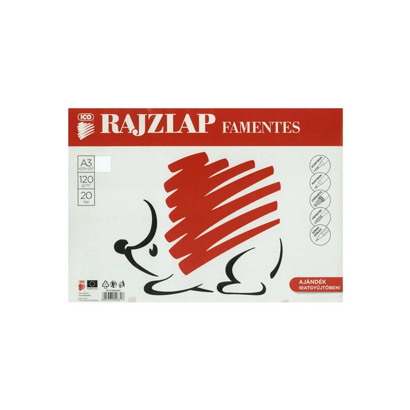 Hârtie de desen, fără lemn, ICO, Suni, 120 g - A3, 20 buc