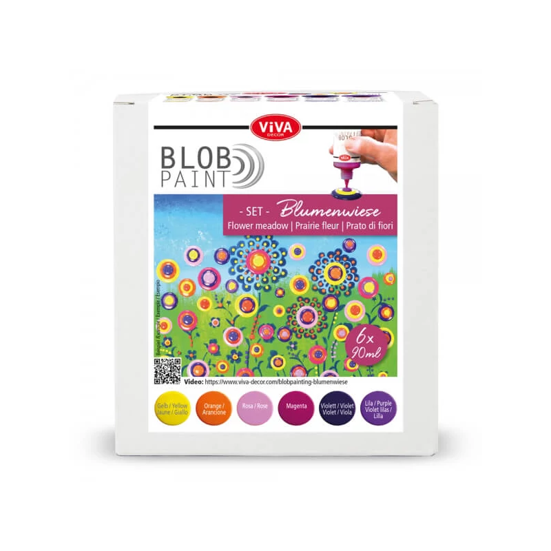 Set culori pentru pictare în puncte, Blob paint, 6x90 ml - Lunca cu flori