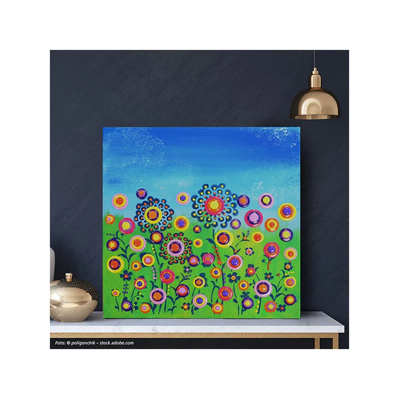 Set culori pentru pictare în puncte, Blob paint, 6x90 ml - Lunca cu flori