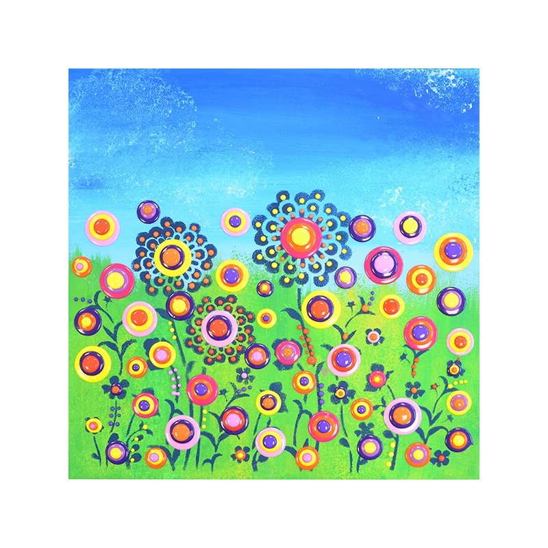Set culori pentru pictare în puncte, Blob paint, 6x90 ml - Lunca cu flori