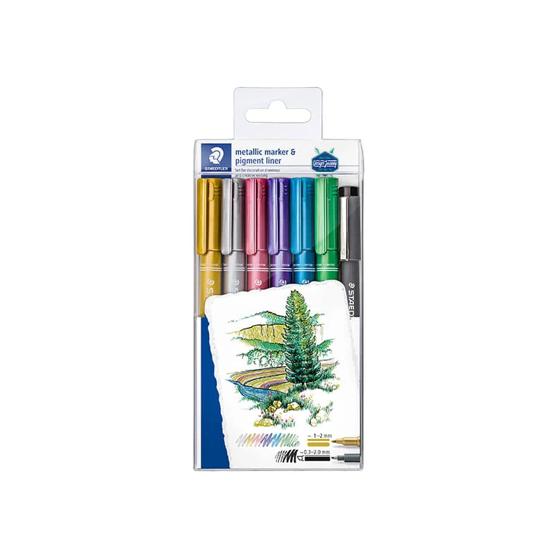 Set markere decor Staedtler, Design Journey, metál - 6 db