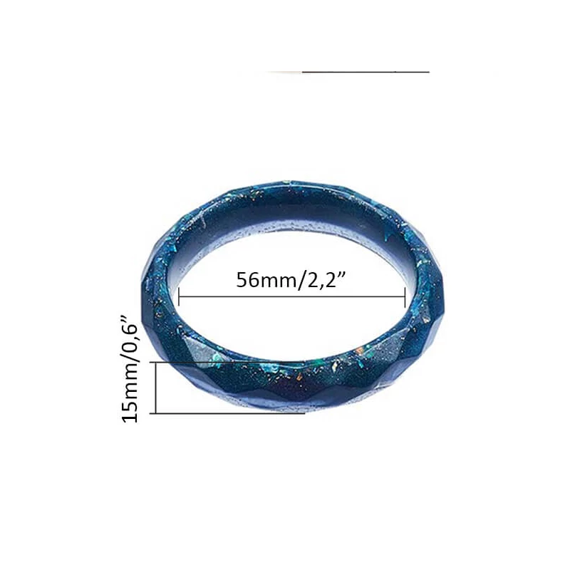 Formă din silicon pentru rășină sintetică- brățară, fațetată, 5,6 cm, lățime