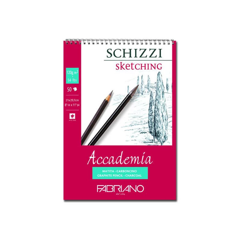 Bloc de desen și schițe  Fabriano Accademia, 120 g, 50 coli  - A4, spiralată