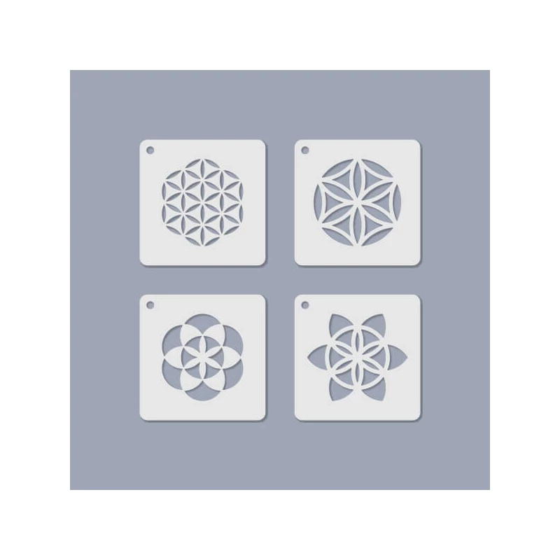 Set Șablon , Șablon  bijuterii, 6,5x6,5 cm, 4 tipuri - Mandala