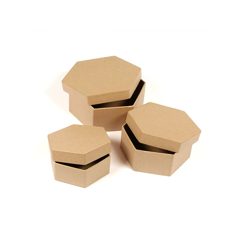 Set cutie hârtie mache  - hexagonala, 3 buc