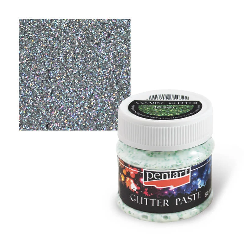 Pastă cu sclipici fin, 50 ml - argintiu laser