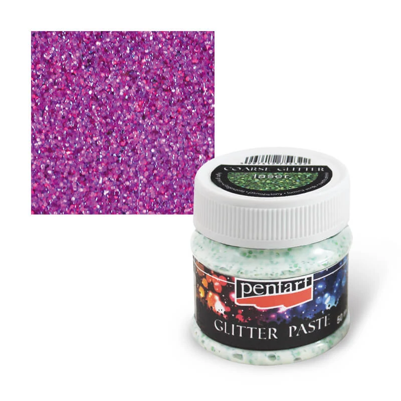 Pastă cu sclipici fin, 50 ml - roz laser