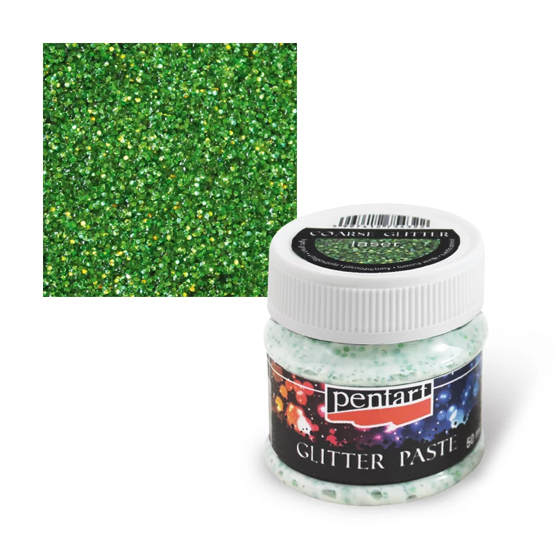 Pastă cu sclipici fin, 50 ml - verde laser