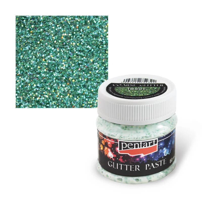 Pastă cu sclipici fin, 50 ml - verde deschis laser