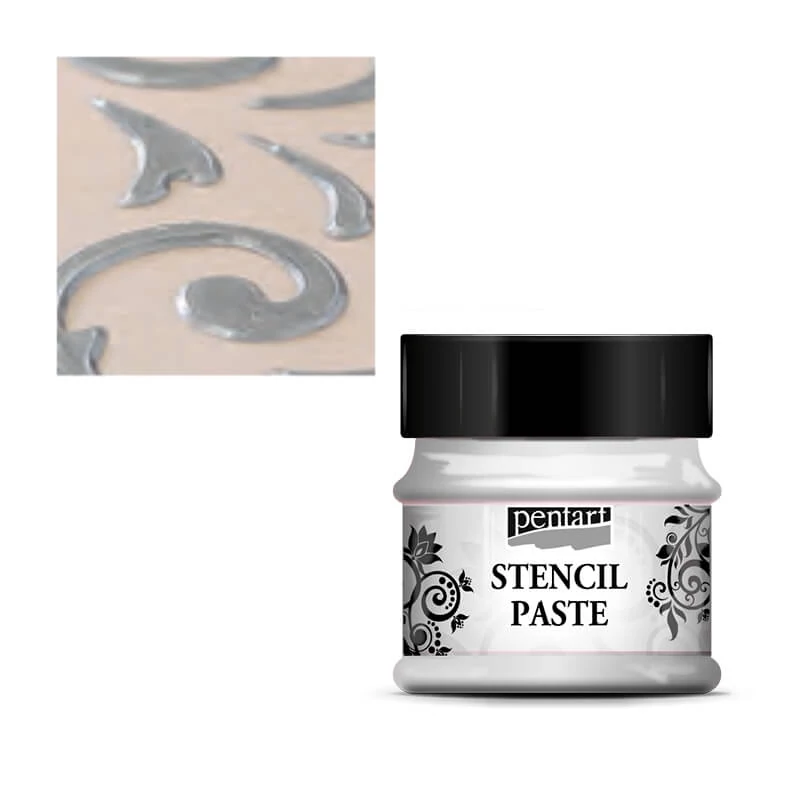 Pentart pastă de șablonare, 50 ml - metalizat, argintiu
