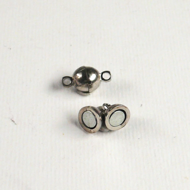 Clip magnetic, sferă, 6 mm - rodiu, 2 buc