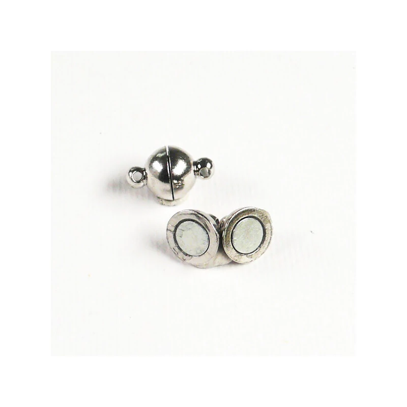 Clip magnetic, sferă, 8 mm - rodiu, 2 buc